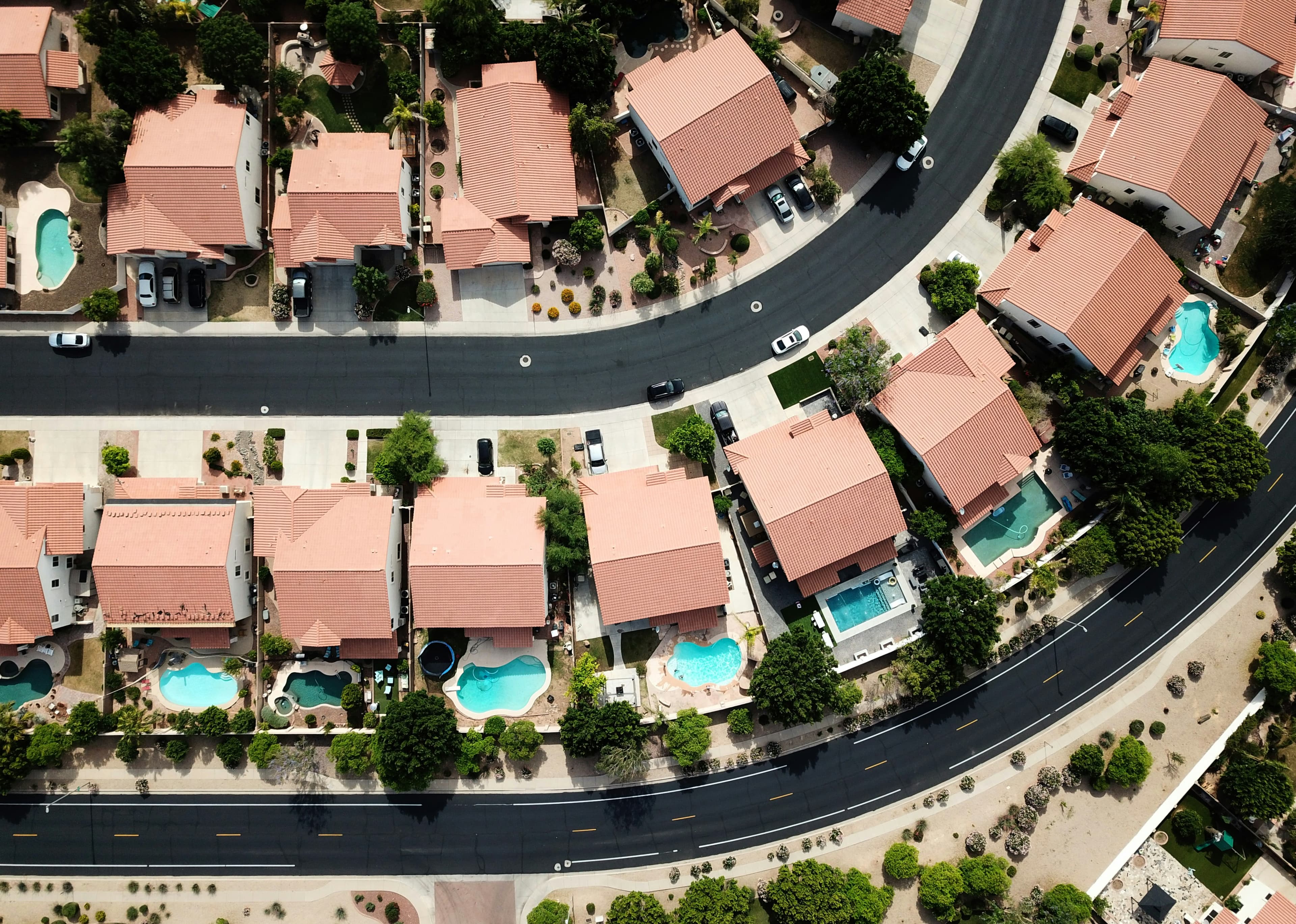 Aerial view of a neighborhood in Beaumont